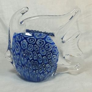 Art Glass Angel Fish Paperweight Blown Millefiori